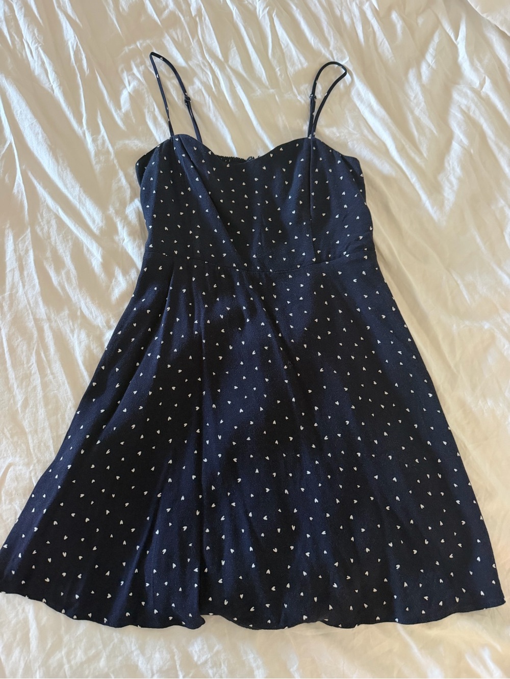 Aritzia Navy Mini Dress with White Heart Print